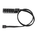 4-polig fläktfördelare 1 till 5 med avtagbar 33 cm textilkabel för PC-kylning, han- och honkontakter, längd 40,5 cm 1