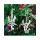 4 pz Decorazione natalizia in acrilico 9 cm Pendente a forma di angeli trasparenti decorazioni festive per albero 3