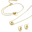 4 pz Set di gioielli Acciaio inossidabile Collana Bracciale Orecchini Ciondolo Numeri romani Semplice Set quotidiano da donna 4