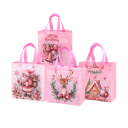 4 sacs-cadeaux de Noël 23 x 22 x 11 cm en tissu non tissé Père Noël Sacs réutilisables avec motifs et décorations de Noël 3