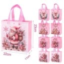 4 sacs-cadeaux de Noël 23 x 22 x 11 cm en tissu non tissé Père Noël Sacs réutilisables avec motifs et décorations de Noël 5