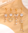 4 Stück Piercing aus Edelstahl Goldene Ausführung Diamantmotive Herzen Schmetterlinge Blumen Elegante Körperschmuck 2