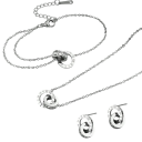 4 Stück Schmuckset Edelstahl Halskette Armband Ohrringe Anhänger Römische Ziffern Einfach Tägliches Damenset 5