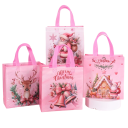 4 unidades de Bolsas de Regalo Navideñas 23 x 22 x 11 cm Tela No Tejida Santa Claus Bolsas Reutilizables con Motivos y Decoraciones Navideñas 2