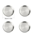 4 unidades de platos de acero inoxidable de 30 cm Platos de cocina plateados para grandes porciones de platos principales para comidas festivas 2
