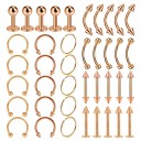 40 pcs de piercing de acero quirúrgico de 10 mm Piercings universales para orejas, nariz, labios y cuerpo Liso sin adornos Set 7