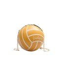 Damhandväska i form av en volleyboll 16 x 16 cm Rund axelväska med gyllene kedja Lekfull sportig accessoar för staden 7