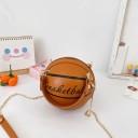 Damväska i form av en basketboll 16 x 16 cm Med texten Basketball Kort handtag Kedja över axeln Dragkedjestängning 5