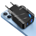 40W Fast Charger with USB C and USB A Ports EU Plug Adapter PD and QC 3.0 Charger for Fast Charging 12V/2.1A Mains Charger 100–240V 4