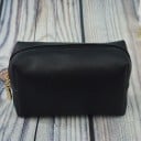 Dams kosmetikväska i PU-läder i form av en kub 17 x 11 x 6 cm Dragkedja med gyllene handtag Elegant väska för smink och penslar på resan 1