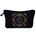 Damkosmetiktaske med stjärntecken Svart med gyllene ornamenttryck Med dragkedja och rem Polyester 13,5 x 22 cm 3
