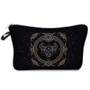 Damkosmetiktaske med stjärntecken Svart med gyllene ornamenttryck Med dragkedja och rem Polyester 13,5 x 22 cm 4