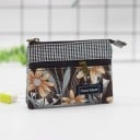 Liten kosmetikväska för småsaker med två dragkedjor Blommönster Litet rutigt övre parti Bomull med polyester 12 x 9 cm 4