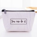 Dam kosmetikafodral med dragkedja i marmor mönster och engelsk text Litet fodral 12 x 9 x 3,5 cm av PU-läder För handväska och resor 2