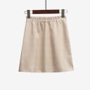 Damernas rutiga mini kjol med hög midja A-linjeformad design Delvis elastisk midja med resår Fint rutmönster Polyester med bomull 3