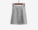 Damernas rutiga mini kjol med hög midja A-linjeformad design Delvis elastisk midja med resår Fint rutmönster Polyester med bomull 4