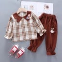 Blusa y pantalón de cuadros para niña L1163 2
