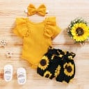 Body y shorts de niña con girasoles 1