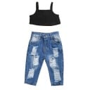 Crop top y jeans para niñas L1390 1