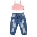 Crop top y jeans para niñas L1390 2