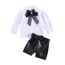 Blusa de niña y short de cuero 1