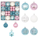44 pz Decorazioni natalizie 3 - 6 cm Colori delicati Sfere e stelle per albero di Natale Diverse dimensioni per un'armonica decorazione 1