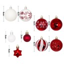 44 pz Decorazioni natalizie rosso e bianco 3 - 6 cm Palline e stelle per albero di Natale Diverse dimensioni Decorazioni festive per Natale 2