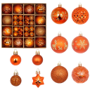 44 Stück Weihnachtsdekoration 3–6 cm Orange Kugeln und Sterne für den Weihnachtsbaum Verschiedene Formen und Größen Dekoration in warmen festlichen Tönen 1