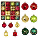 44 Stück Weihnachtskugeln 3 - 6 cm Christbaumschmuck Formen Kugeln und Sterne Verschiedene Farben und Größen Baumdekoration 1