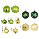 44 stuks Kerstballen 3 - 6 cm Groen gouden versieringen voor de kerstboom Ballen en sterren Verschillende maten voor kerstdecoratie 2