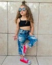 Crop top y jeans para niñas L1390 5