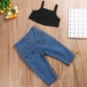 Crop top y jeans para niñas L1390 6