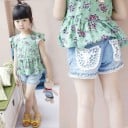 Shorts vaqueros para niña con encaje 5