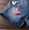 Pantalones cortos de mezclilla con pechera para niñas J610 4