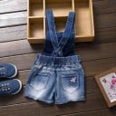 Pantalones cortos de mezclilla con pechera para niñas J610 5