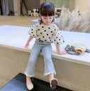 Blusa y jeans de lunares para niñas 5