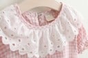 Conjunto niña cuadros con encaje y lazos J1265 4