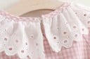 Conjunto niña cuadros con encaje y lazos J1265 5