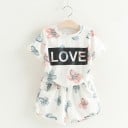 Conjunto niña flores - Camiseta y short J1269 1