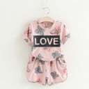 Conjunto niña flores - Camiseta y short J1269 2