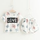 Conjunto niña flores - Camiseta y short J1269 3