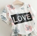 Conjunto niña flores - Camiseta y short J1269 5