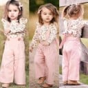 Camiseta y pantalón de niña con estampado floral 2