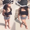 Dívčí moderní bikiny s mašlí - Černo-bílé 5
