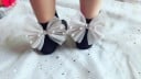 Calcetines de niña con lazo grande y perlas 9