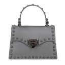 Dams crossbody väska med övre handtag och dekorativa nitar Metallspänne på klaffen Matt konstläder Fast rektangulär form 6