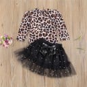 Jersey de cuello alto y falda para niñas L1366 3