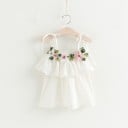 Conjunto niña - Camiseta sin mangas y pantalón corto con estampado floral - Blanco 2