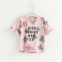 Conjunto niña - Camiseta y pantalón corto con flores J1272 3