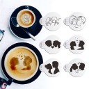 Mallarna för att dekorera kaffe för förälskade 6 st Romantiska motiv av par och hjärtan Runda plastmallar För att strö över kakao eller socker 1